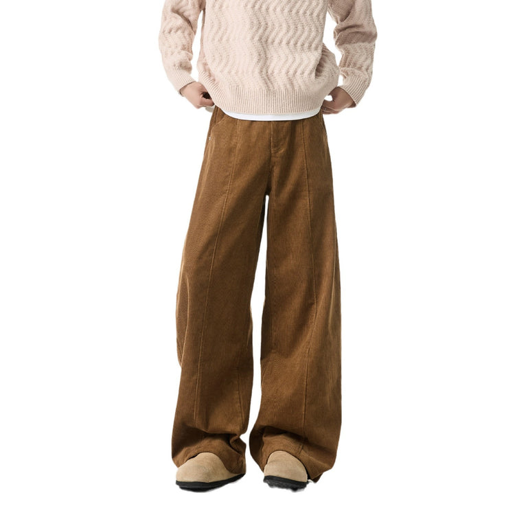 SINGOLARMENTE - Corduroy pants men's spring 2025 loose straight and versatile Japanese versatile cargo pants men's teen slacks