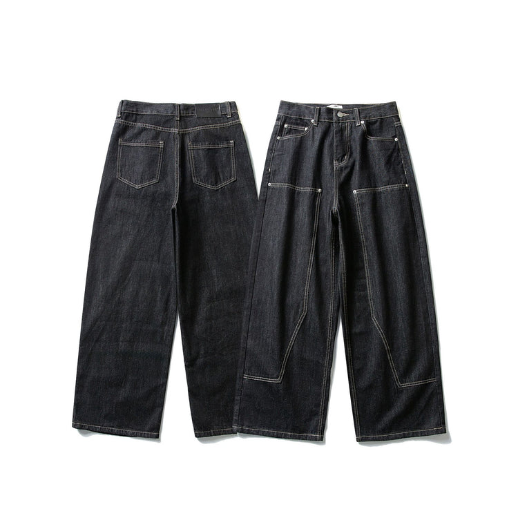 Yidao Antique 2026 Spring New Retro Street Loose Wide-Leg Straight Leg Natural Color Jeans Work Logging Pants