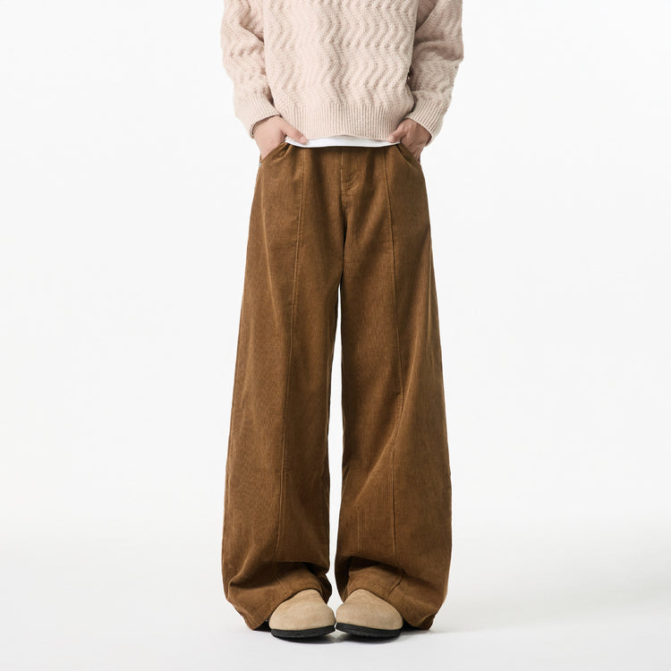 SINGOLARMENTE - Corduroy pants men's spring 2025 loose straight and versatile Japanese versatile cargo pants men's teen slacks