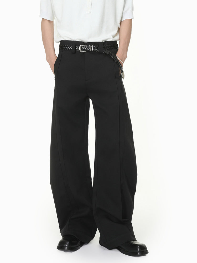MTLCLOTHES Men's Wear | Korean Style Solid Color Minimalist Versatile Everyday Fashion Wide-Leg Pleated Curved Knife Casual Dress Pants