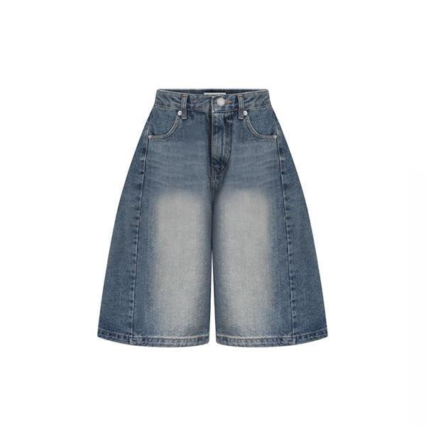 2026 American vintage casual relaxed denim five-point for men and women, new loose high street wide-leg mid-length pants trendy style