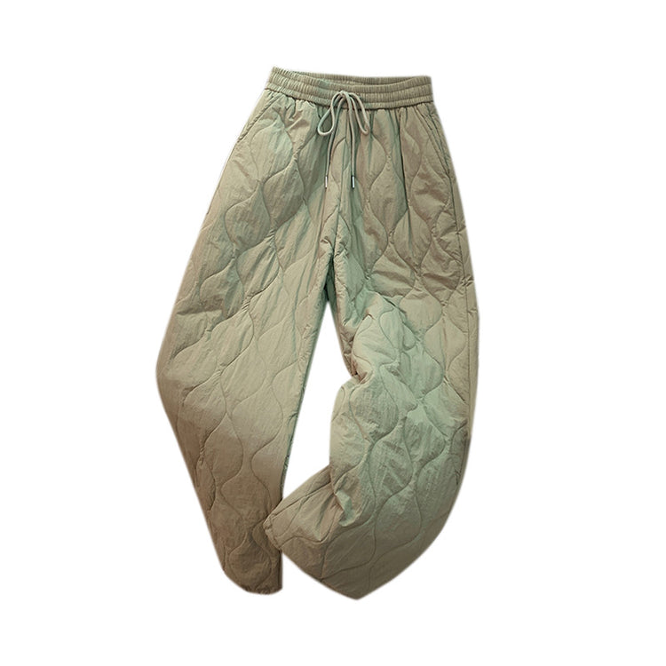Actual winter footage, thickened warm, pressed stitch, padded large cotton pants, women's drawstring frayed edge, loose casual pants