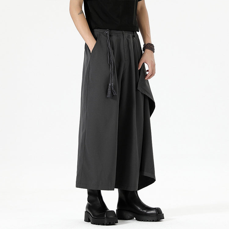 2024 Autumn New Chinese Style Dark Yamamoto Pants, Plus Size Dress Pants, Wide-Leg Casual Pants, Straight-Leg Skirt Pants for Men