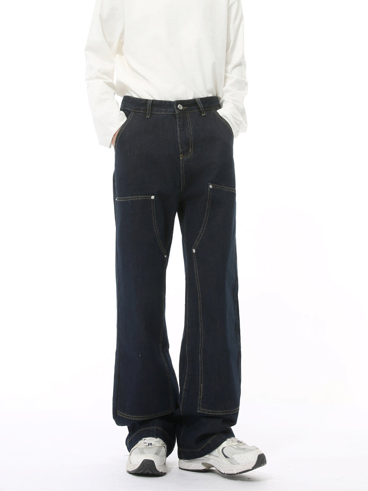 MTLCLOTHES Men's Wear | Four Seasons New Arrival: Korean Minimalist Style Deconstructed Washed Workwear Jeans Casual Loose