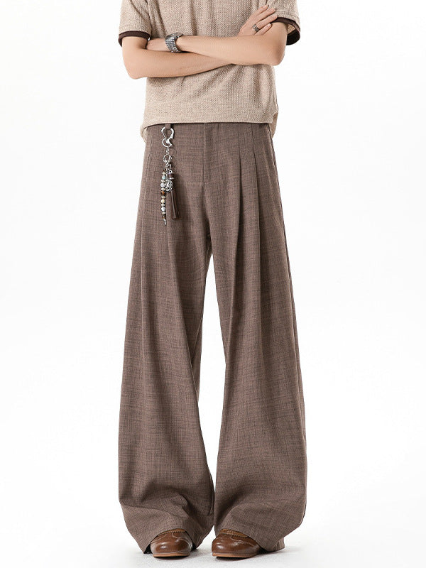 Old money style pleated linen pants, summer thin breathable, relaxed wide-leg dress pants, loose straight-leg casual pants