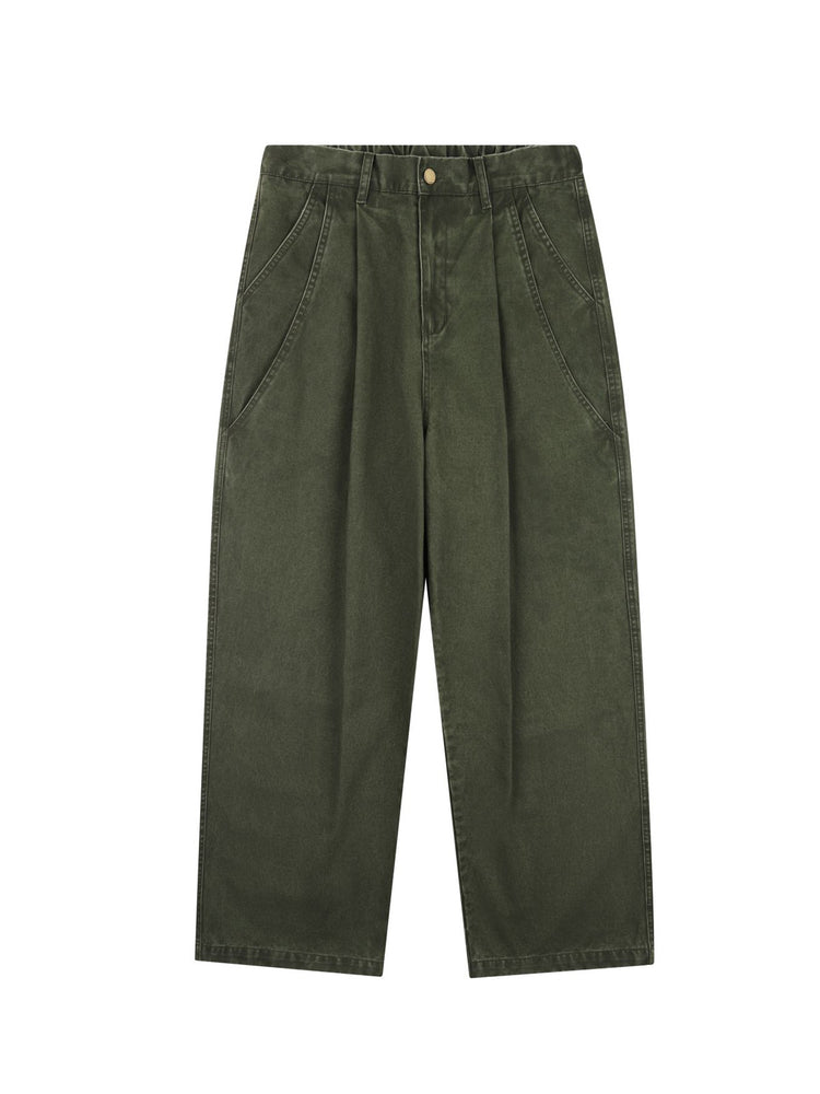 Japanese-style retro washed distressed straight-leg casual pants for men