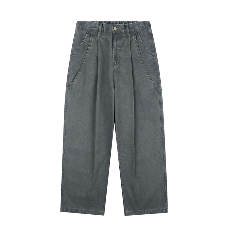 Japanese-style retro washed distressed straight-leg casual pants for men