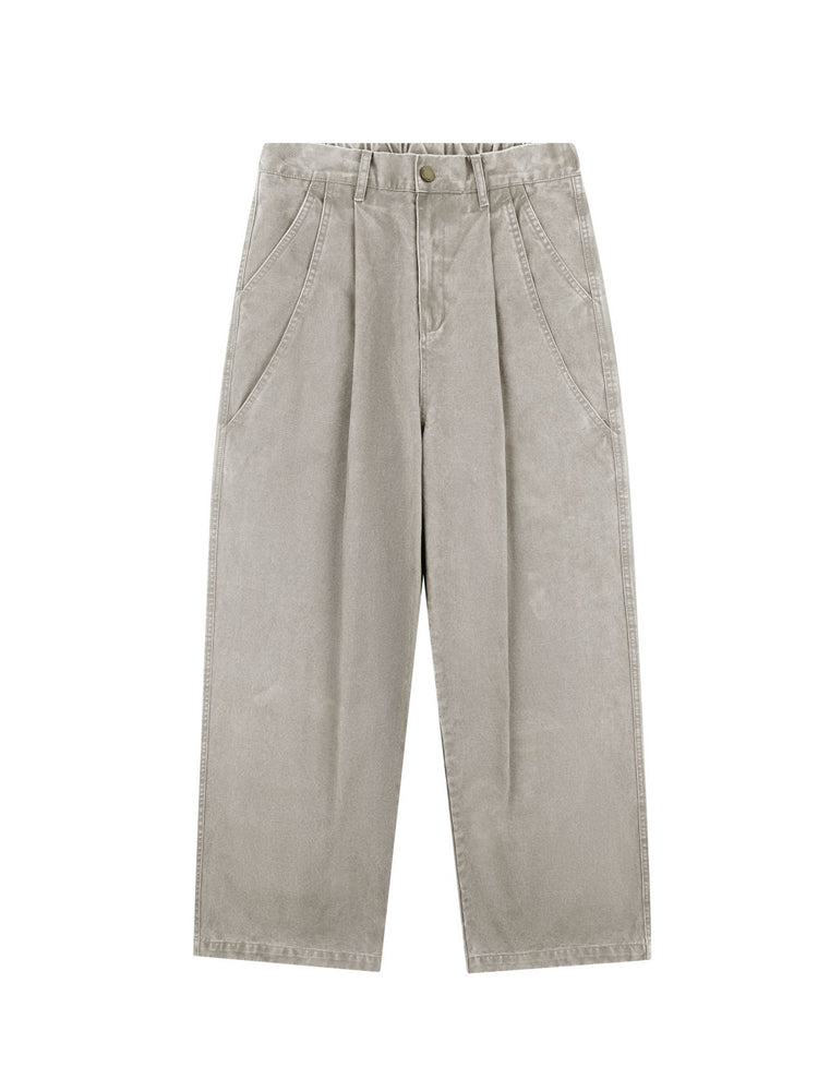 Japanese-style retro washed distressed straight-leg casual pants for men