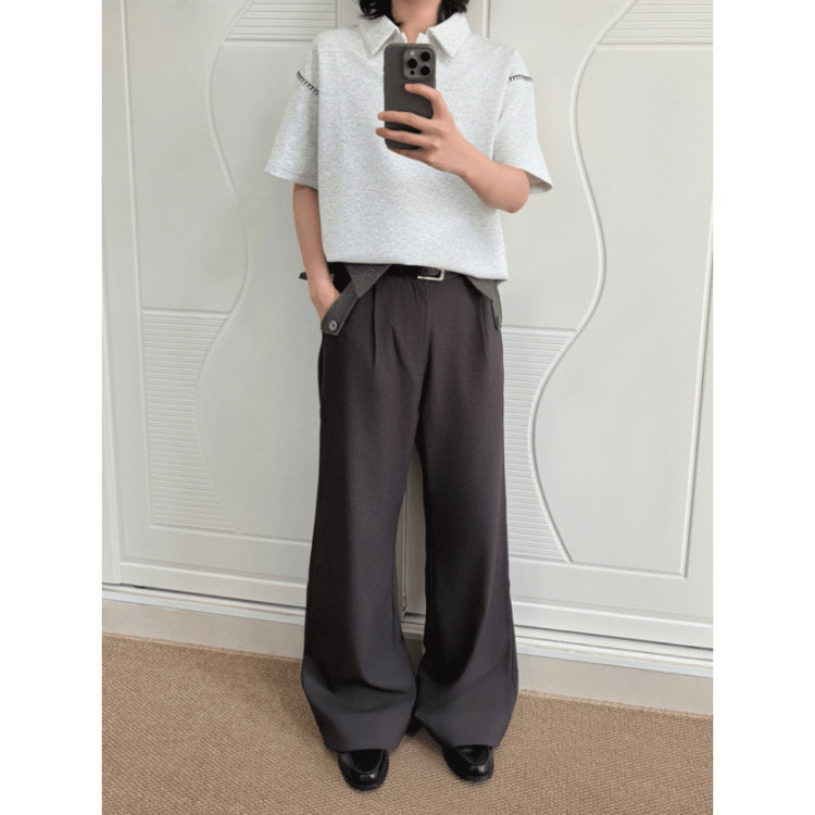 Old money style "double waist thousand plover" houndstooth pleated A-line slightly wide-leg wool blend patchwork with Changxi outsourcing for foreign trade
