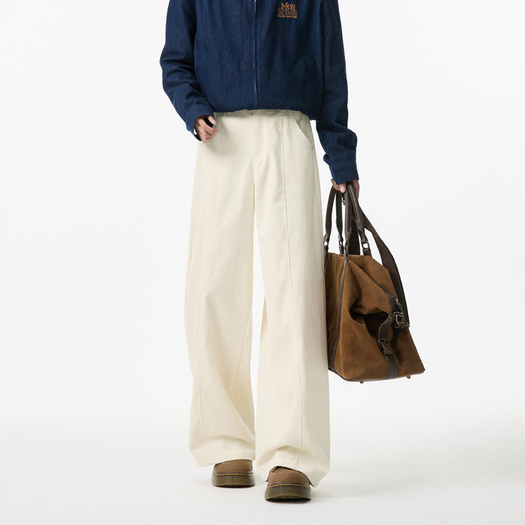 SINGOLARMENTE - Corduroy pants men's spring 2025 loose straight and versatile Japanese versatile cargo pants men's teen slacks