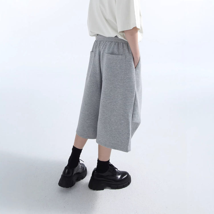 American retro lazy drawstring cropped pants men's loose casual curved origami three-dimensional silhouette athletic shorts summer
