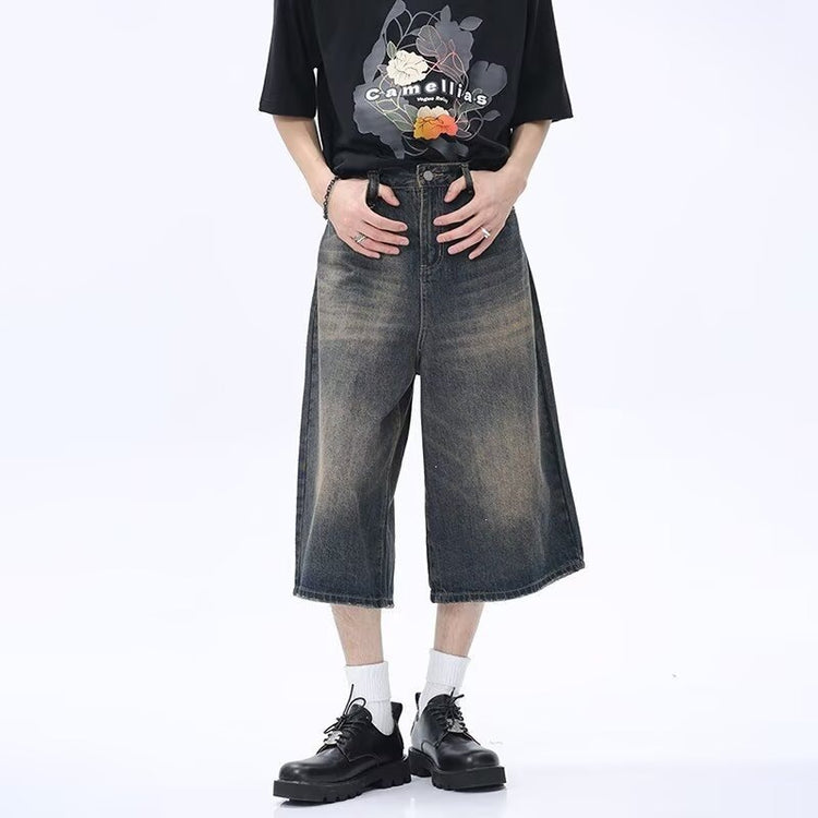 Men's denim shorts cross-border high-quality 2026 summer men's cropped pants trendy denim shorts