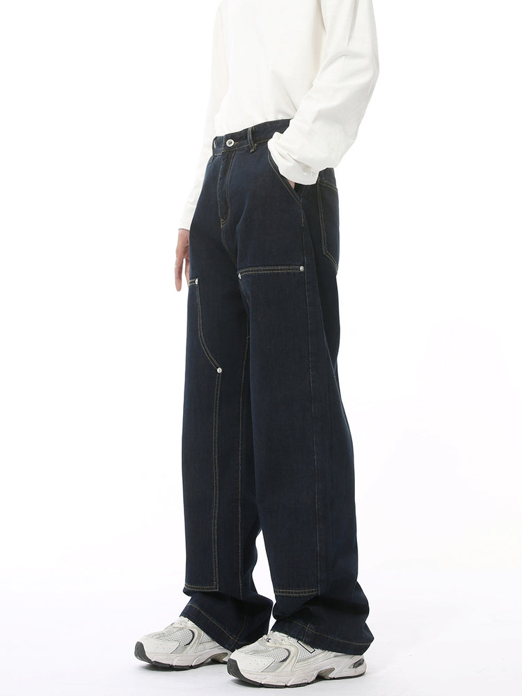 MTLCLOTHES Men's Wear | Four Seasons New Arrival: Korean Minimalist Style Deconstructed Washed Workwear Jeans Casual Loose