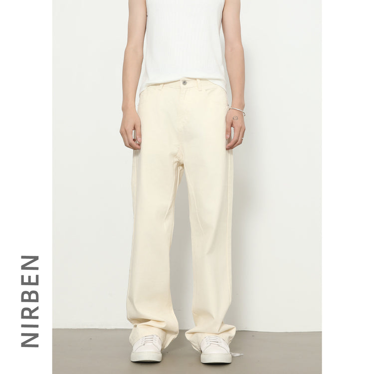 Nirben Denim|New Semi-Elasticated Waist Versatile Slacks Maillard Loose Straight Pants Pants for Men and Women
