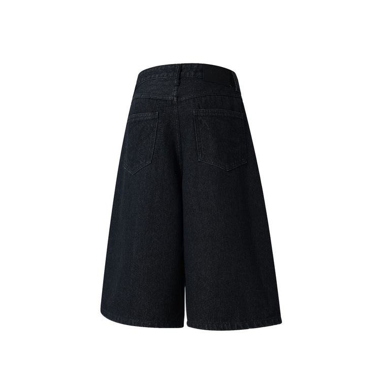 American high street irregular diagonal buttoned design original denim shorts for men and women, casual cropped pants, factory direct shipment