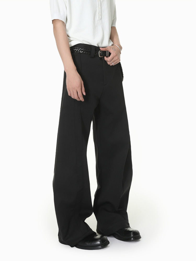 MTLCLOTHES Men's Wear | Korean Style Solid Color Minimalist Versatile Everyday Fashion Wide-Leg Pleated Curved Knife Casual Dress Pants