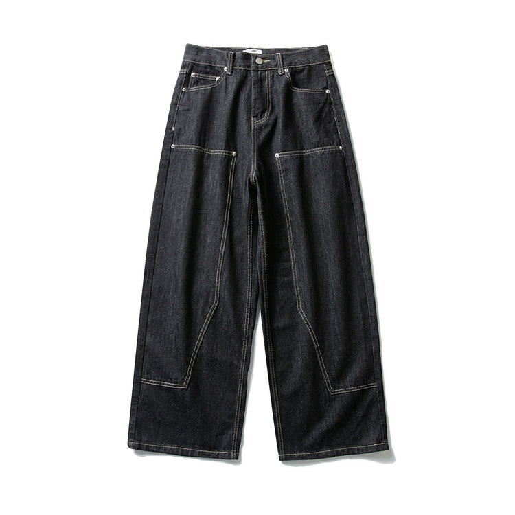 Yidao Antique 2026 Spring New Retro Street Loose Wide-Leg Straight Leg Natural Color Jeans Work Logging Pants