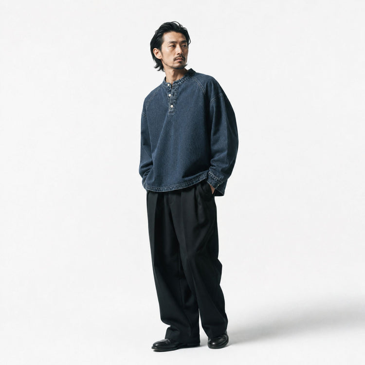 KIOKURA FADED HENLEY SWEATSHIRT