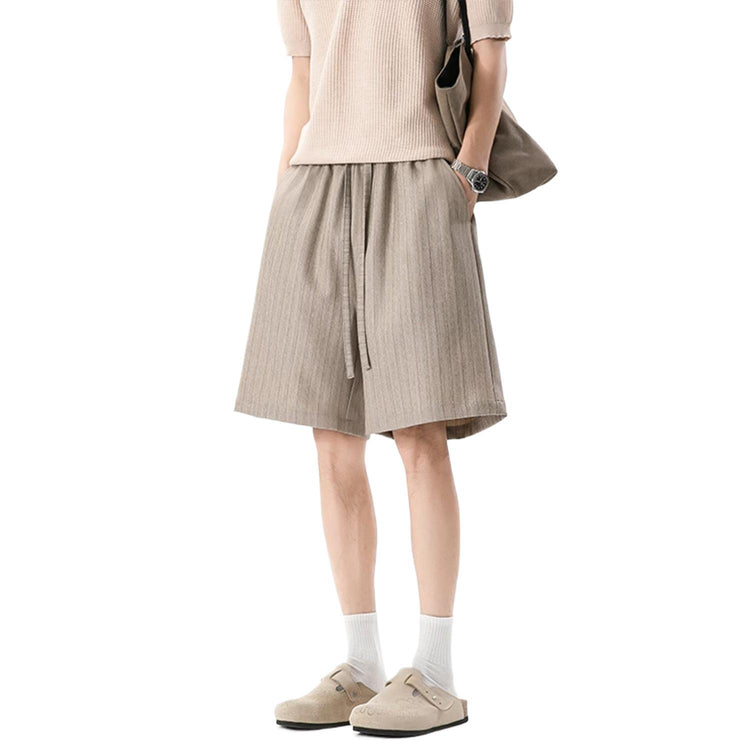 Striped dress pants shorts for men, summer 2026 new trendy brand loose casual sports men's five-point pants, dark gray