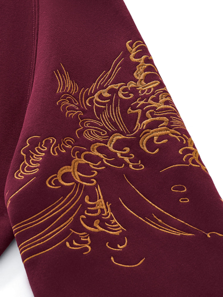 Huaxia Junpin Heavy Industries embroidered Chinese style Year of the Horse embroidery hooded pullover couple sweatshirt trendy brand jacket 19038