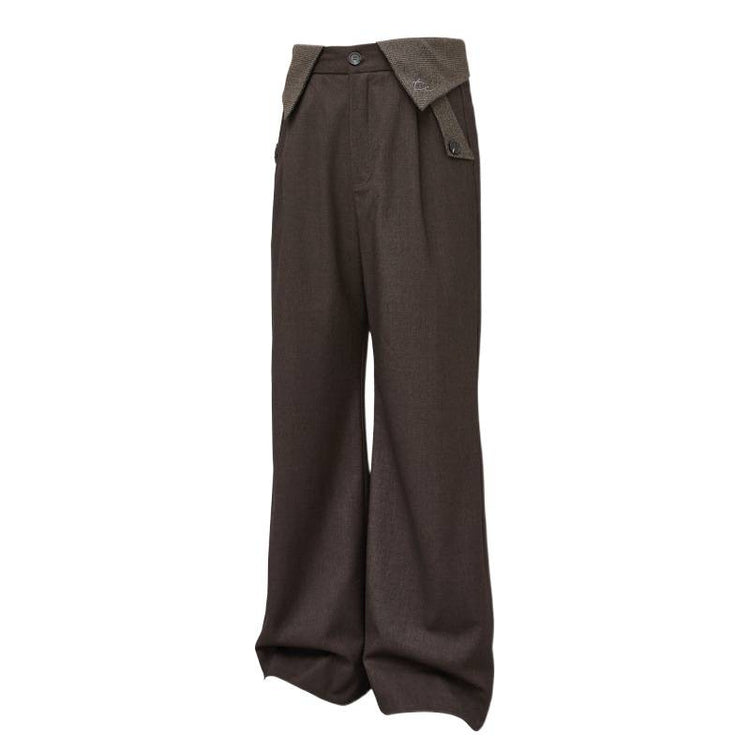 Old money style "double waist thousand plover" houndstooth pleated A-line slightly wide-leg wool blend patchwork with Changxi outsourcing for foreign trade