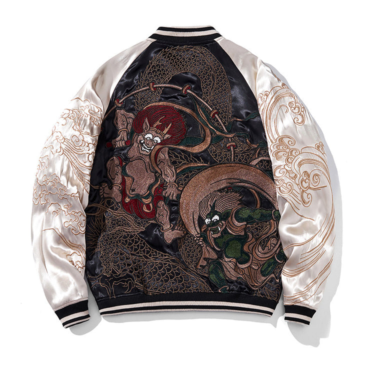 2025 Sukajan Silk Kazakh Wind Thunder Yokosuka Jacket Heavy Industry Embroidery Men's and Women's Personality Baseball Jersey Jacket