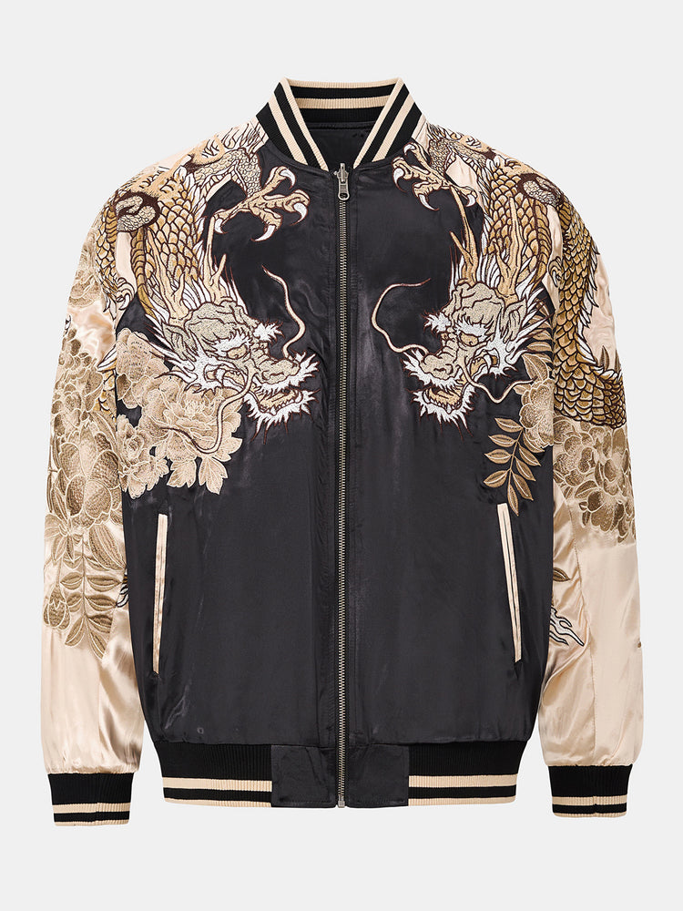 Huaxia Junpin Chinese style national tide heavy industry jacket casual national tide embroidery tiger down the mountain baseball uniform jacket S105