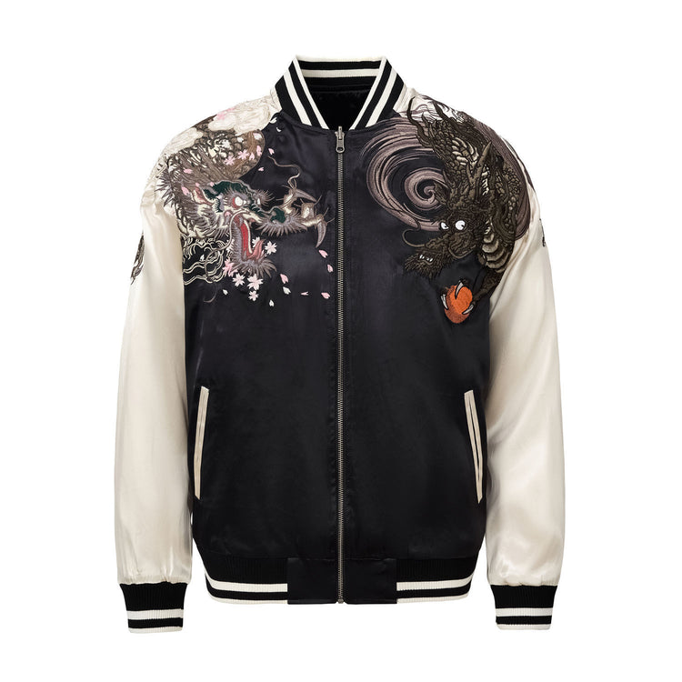 Yokosuka Heavy Industries Dragon Embroidery Jacket Satin Baseball Men's Top 2025 Spring/Autumn New National Trend