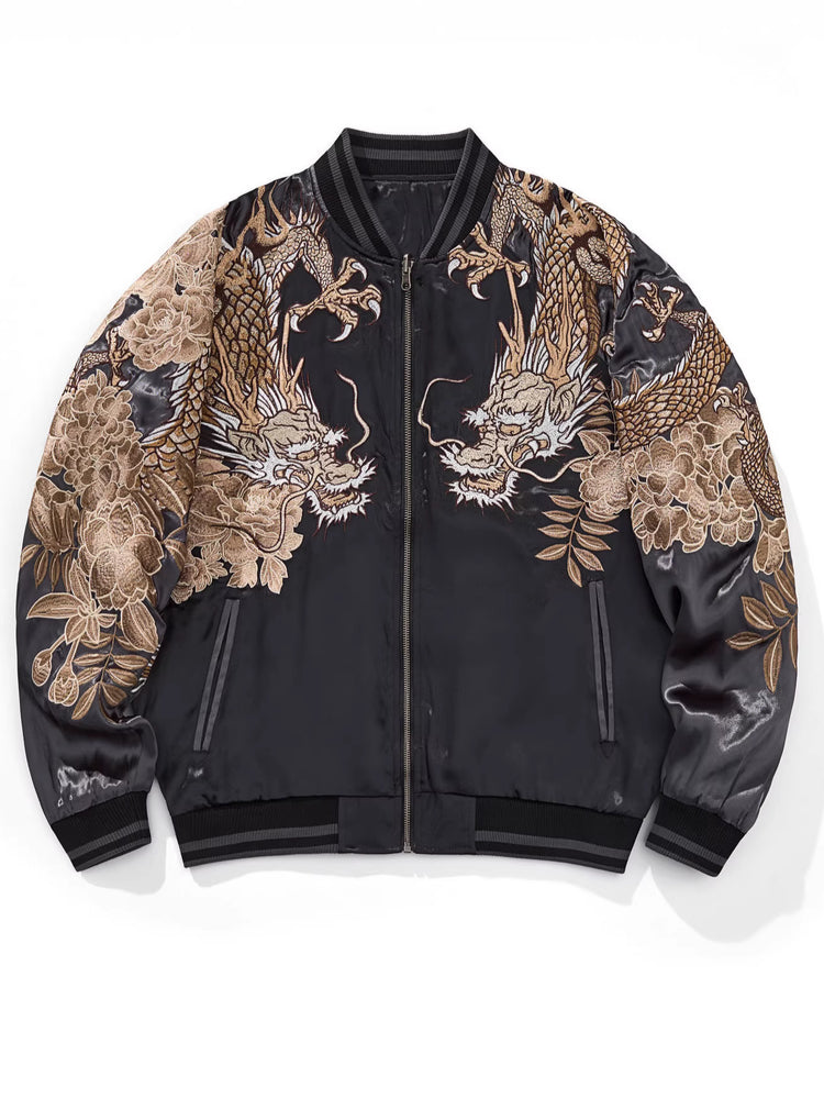 Cross-border foreign trade jacket, men's Guochao heavy industry embroidered tiger jacket, niche original personalized casual baseball uniform