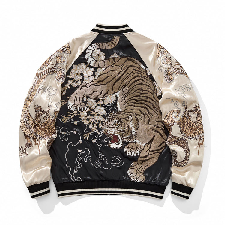Yokosuka Heavy Industries dragon and tiger embroidered jacket, men's baseball uniform, national trend divine beast top, new spring and autumn arrivals