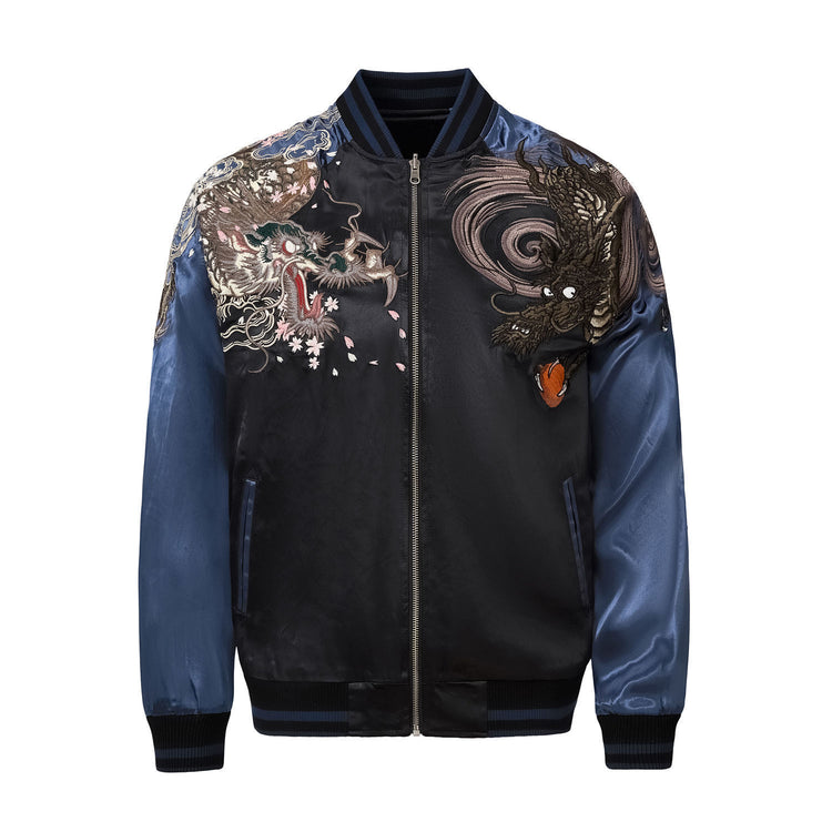 Yokosuka Heavy Industries Dragon Embroidery Jacket Satin Baseball Men's Top 2025 Spring/Autumn New National Trend