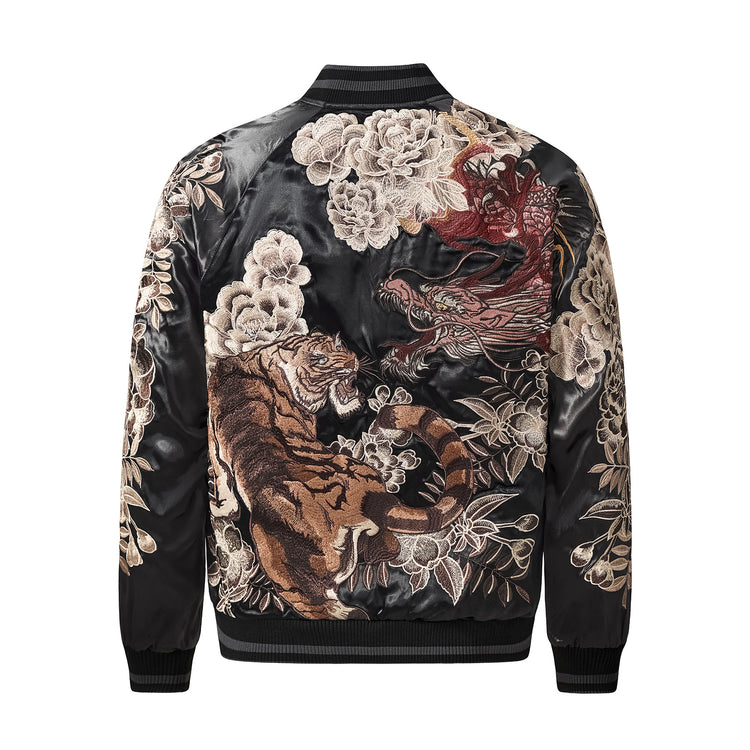 Huaxia Junpin Chinese style national tide heavy industry jacket casual national tide embroidery dragon tiger fighting baseball uniform jacket S108