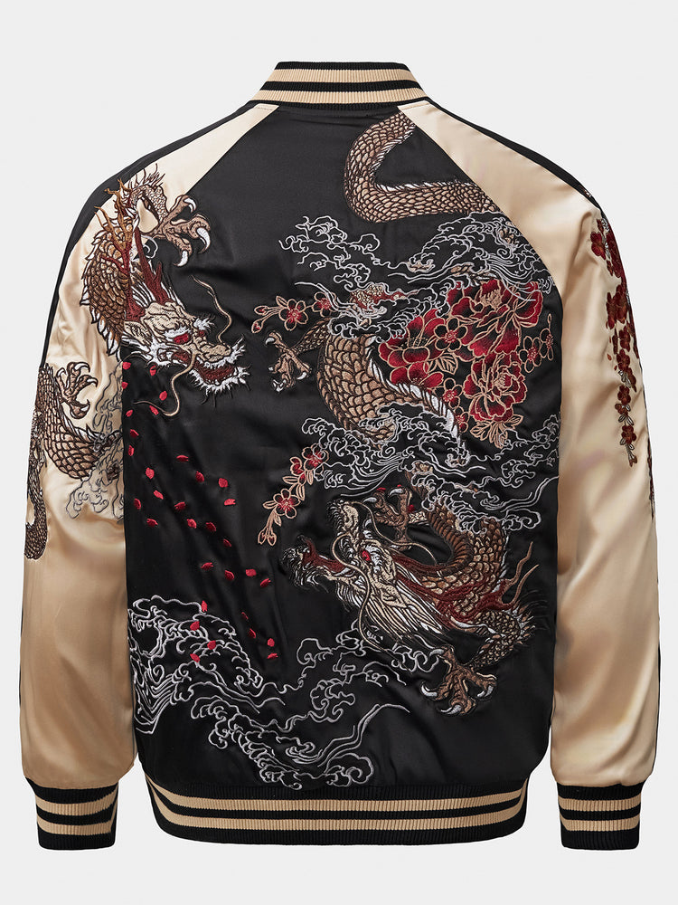 Huaxia Junpin original Chinese style national tide heavy industry embroidered dragon jacket men's casual panlong baseball uniform jacket
