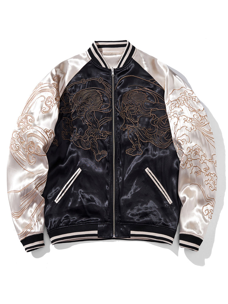 Huaxia Junpin Chinese style national tide heavy industry reversible jacket casual embroidery baseball uniform jacket ins men's S033