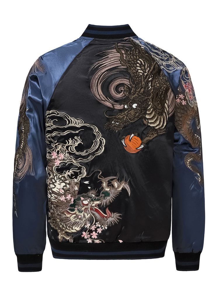 Huaxia Junpin Chinese style national tide heavy industry jacket casual national tide two dragon play beads embroidered baseball uniform jacket S112