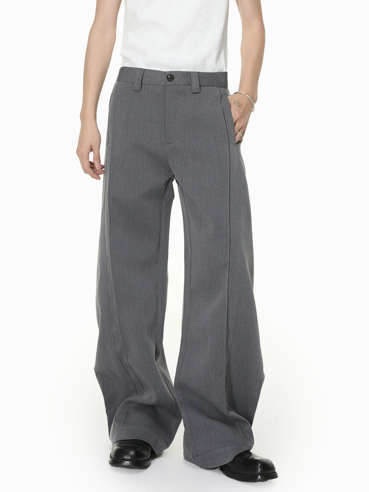 MTLCLOTHES Men's Wear | Korean Style Solid Color Minimalist Versatile Everyday Fashion Wide-Leg Pleated Curved Knife Casual Dress Pants