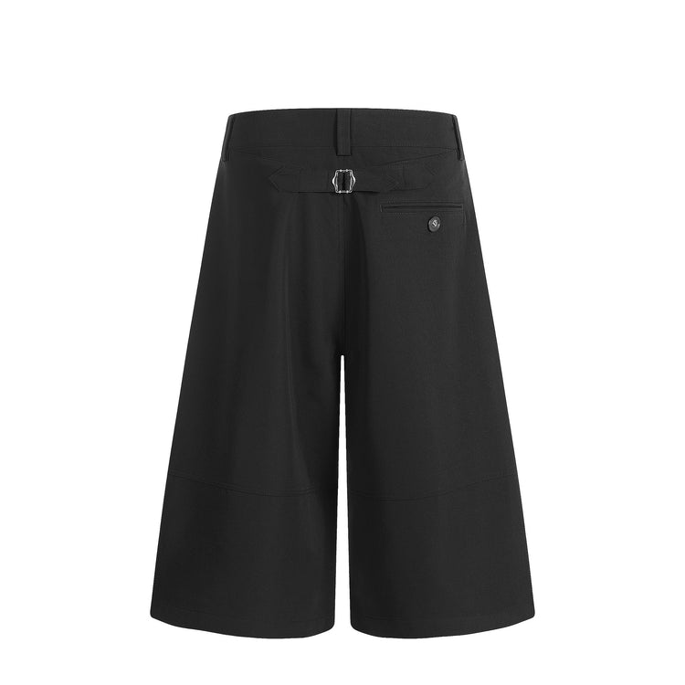 Y6089 Street Trend American Unisex Vintage Old Money Style Pleated Tie Design Men's Loose Cropped Short Dress Pants