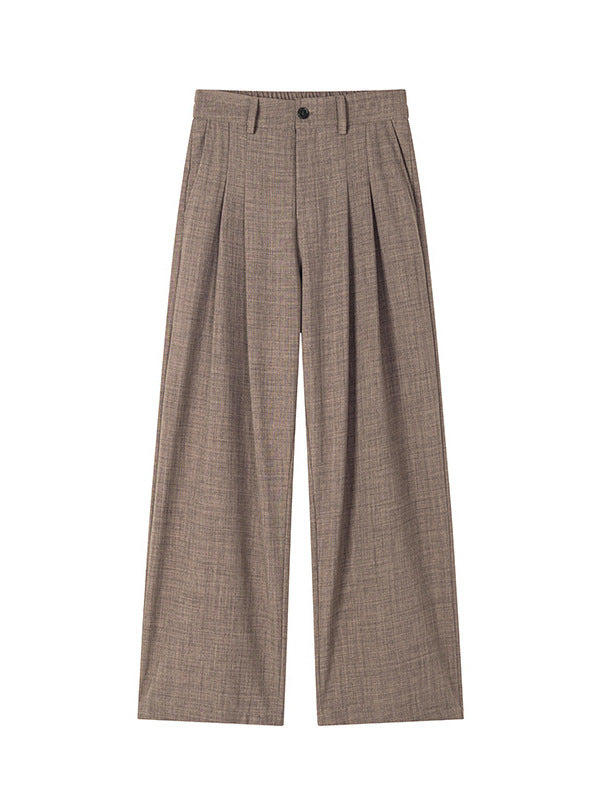 Old money style pleated linen pants, summer thin breathable, relaxed wide-leg dress pants, loose straight-leg casual pants