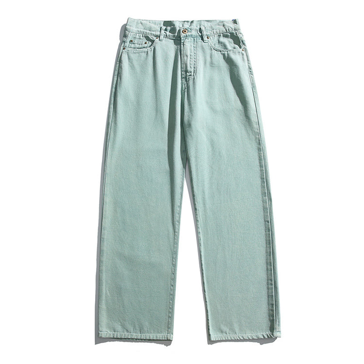Black Fleet heavyweight casual American vintage washed workwear classic pants, comfortable straight-leg slightly loose jeans