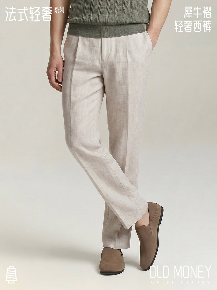 Cleanfit old money style rhino-pleated wide-leg dress pants drape with a sophisticated feel, summer thin straight-leg casual pants