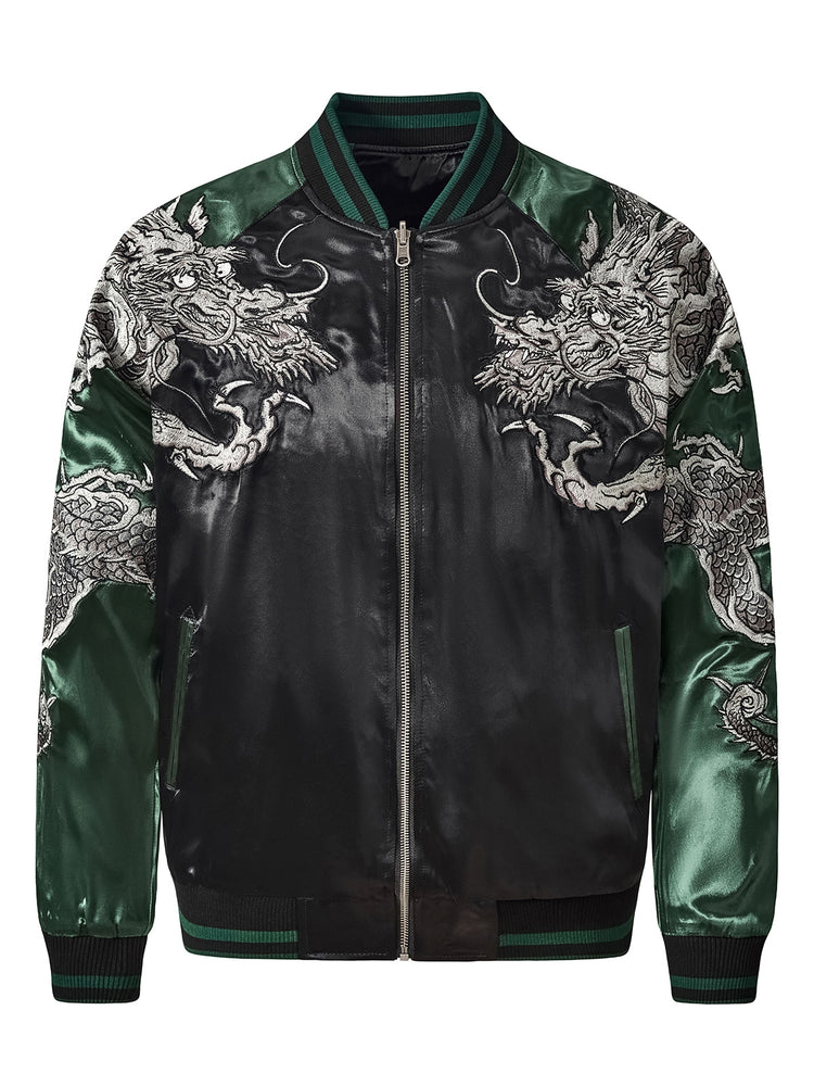 Huaxia Junpin Chinese style national tide heavy industry jacket fashion casual national tide embroidery flying dragon baseball uniform jacket S100