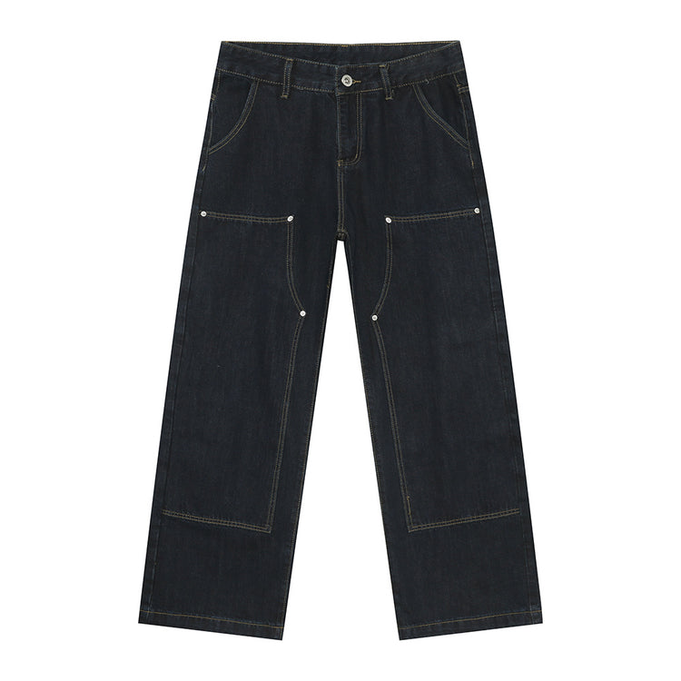 MTLCLOTHES Men's Wear | Four Seasons New Arrival: Korean Minimalist Style Deconstructed Washed Workwear Jeans Casual Loose