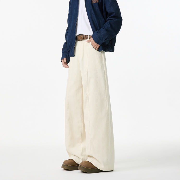 SINGOLARMENTE - Corduroy pants men's spring 2025 loose straight and versatile Japanese versatile cargo pants men's teen slacks