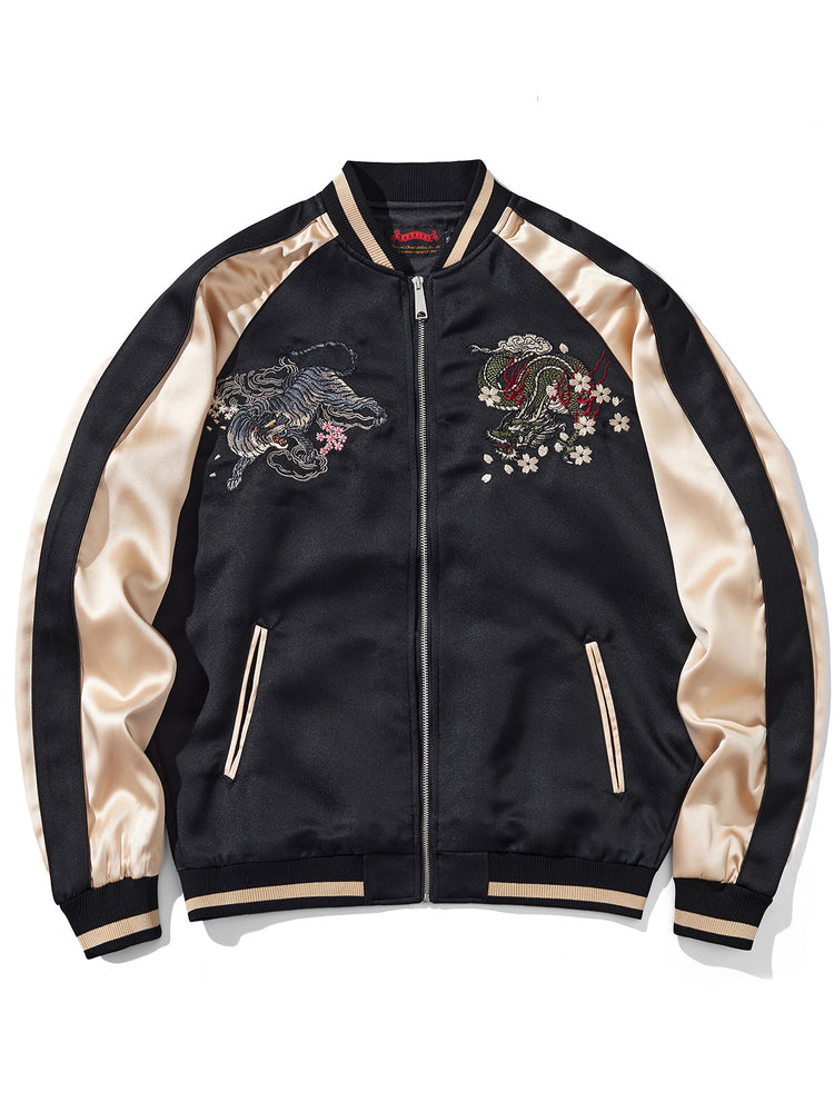Huaxia Junpin Chinese Style Guochao Heavy Industry Embroidered Four Spirit Beasts Jacket Men's Casual Baseball Jacket Couple B014