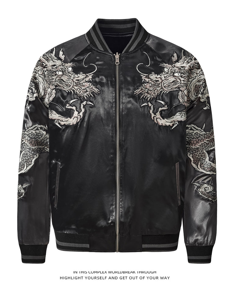 2025 new dragon heavy embroidered jacket jacket basewear satin Yokosuka trendy brand