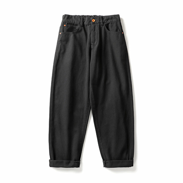 Muqiu Menswear | Spring and Autumn New American Loose Straight-Leg Work Pants for Men's Casual Pure Cotton Vintage Wide-Leg Casual Pants
