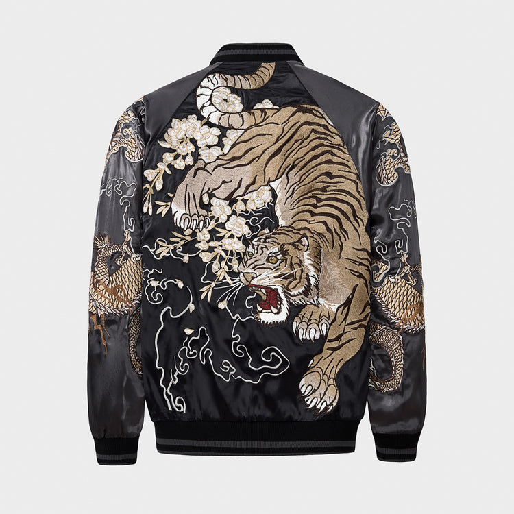 Yokosuka Heavy Industries dragon and tiger embroidered jacket, men's baseball uniform, national trend divine beast top, new spring and autumn arrivals