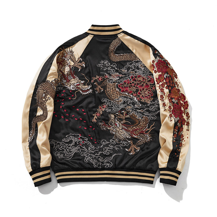 Huaxia Junpin original Chinese style national tide heavy industry embroidered dragon jacket men's casual panlong baseball uniform jacket