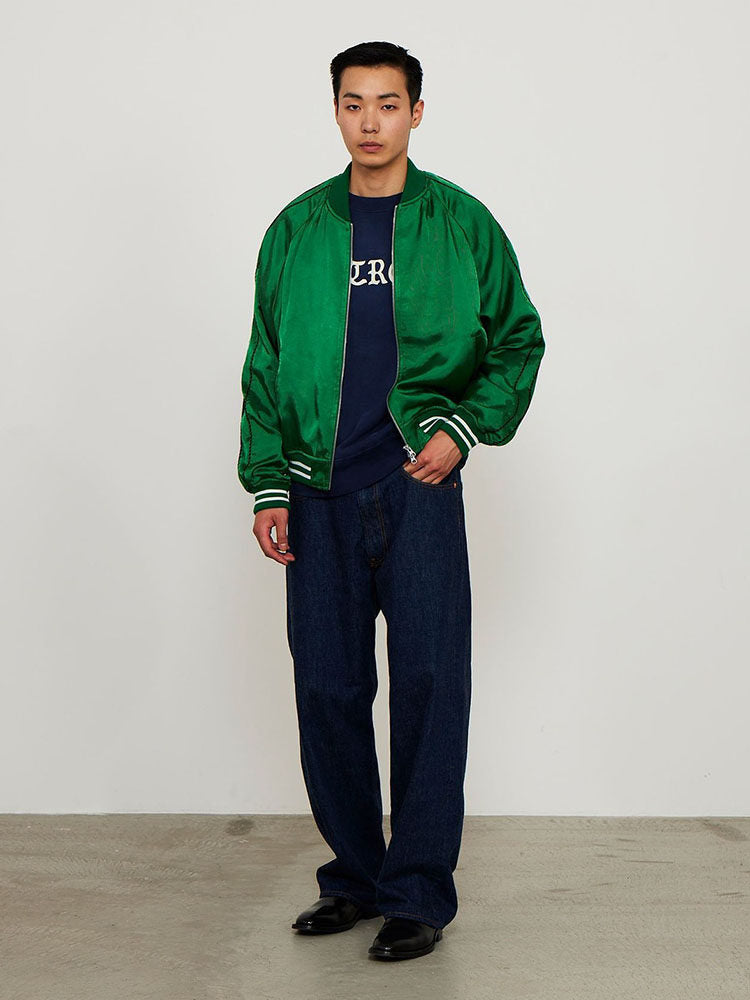 Super popular hit! BMS album recommends the silky silk baseball collar Sukajan Yokosuka jacket