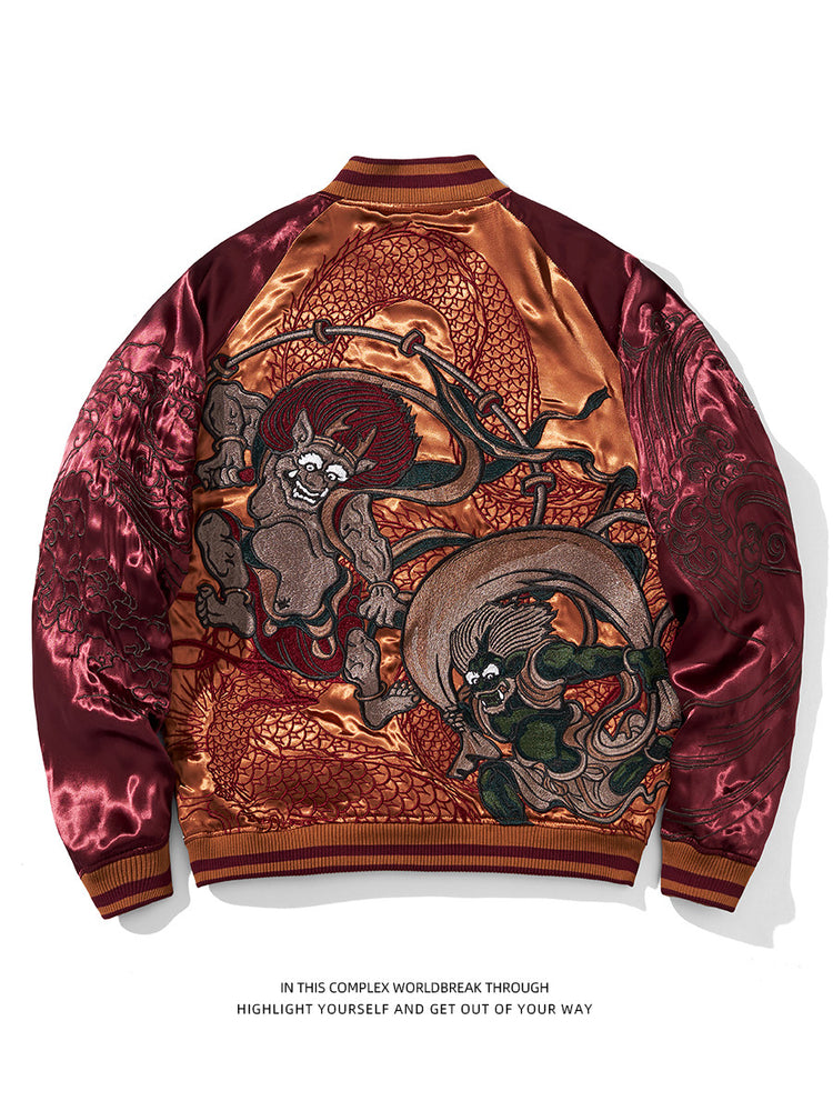 2025 Sukajan Silk Kazakh Wind Thunder Yokosuka Jacket Heavy Industry Embroidery Men's and Women's Personality Baseball Jersey Jacket